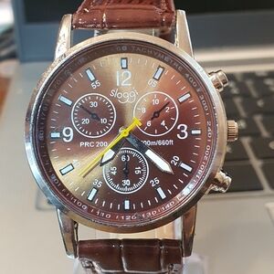 2/$20 Sloggi😄 Silver/Brown Leather Men's Watch